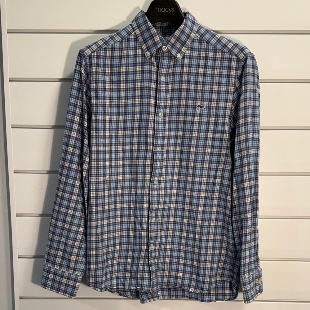 Vineyard Vines Men's Blue Plaid Button Down Shirt
